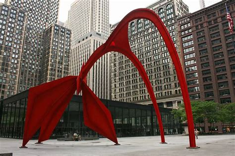 Flamingo Sculpture in Front of the Federal Building in Downtown Chicago