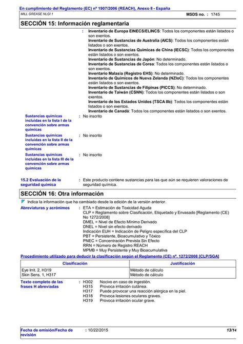 HOJA DE SEGURIDAD GRASA MULTIPROPOSITO GRADO NLGI 1 Pdf