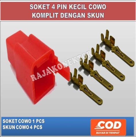 Isi 5 Pcs Soket Kabel Gepeng 4 Pin Kecil Cowo Male Original Komplit