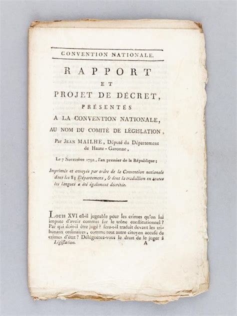 Convention Nationale Rapport et projet de décret présentés à la