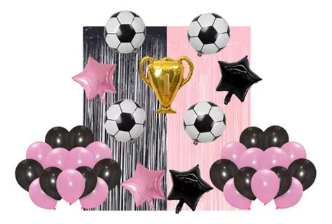 Globos Decoraci N Futbol Rosado Negro Inter De Miami Messi Mercadolibre