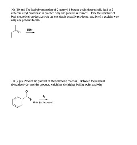 Solved 10 10 Pts The Hydrobromination Of Chegg