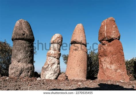 Ancient Stone Phallic Symbols Metsamor Archeological Stock Photo