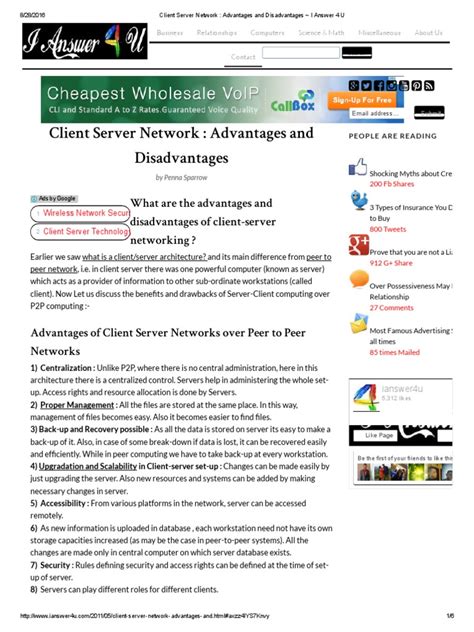 Client Server Network - Advantages and Disadvantages - I Answer 4 U ...