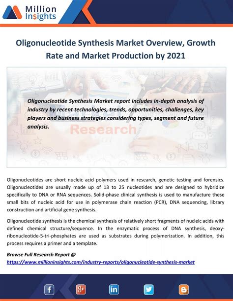 Oligonucleotide Synthesis Market Overview Growth Rate And Market