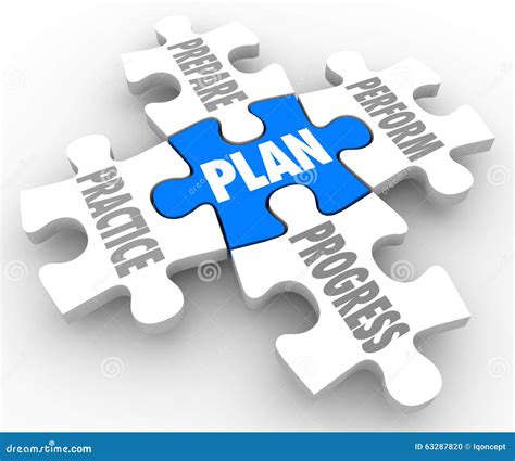 Plan Practice Prepare Perform Progress Puzzle Pieces Succeed Life