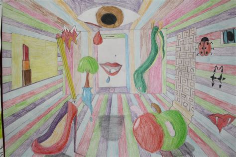 Art Year 9 Blog One Point Perspective Drawing Combined With Surrealism