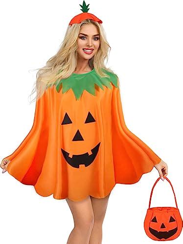 Geyoga Adult Halloween Pumpkin Costume Set Pumpkin Cloak Poncho With