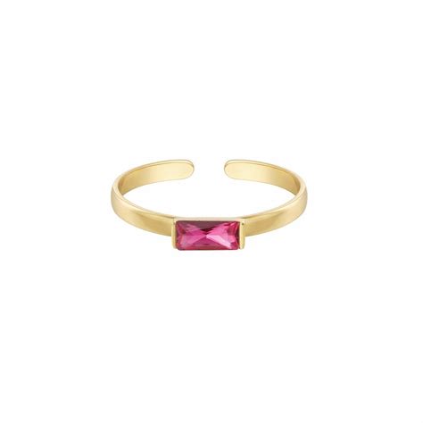 Bague Pierre Rose Fuchsia Acier Inoxydable Nerina Bijoux