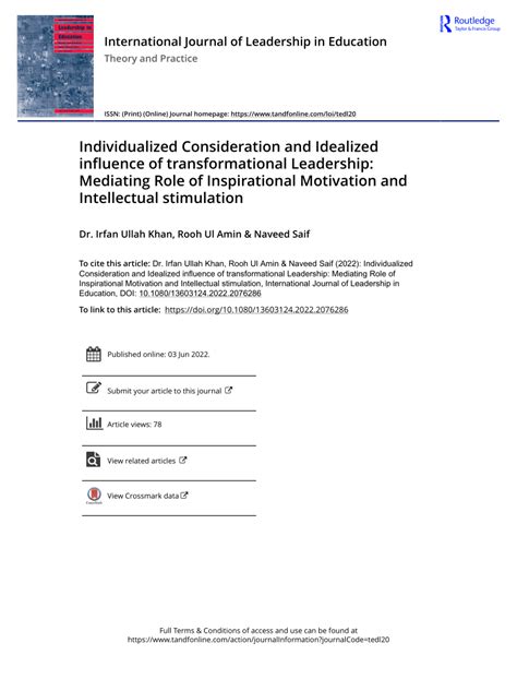 (PDF) The contributions of inspirational motivation and intellectual ... 