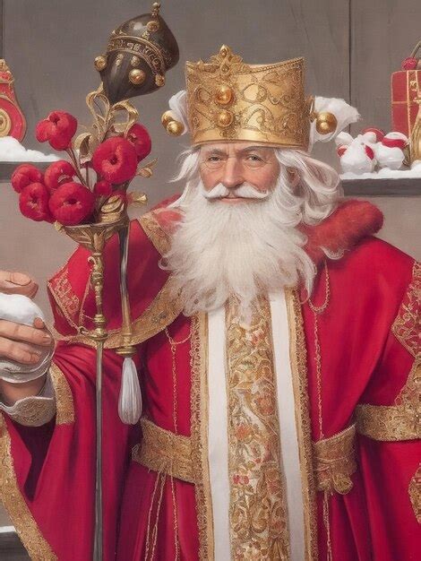 Premium Photo Happy And Cute Sinterklaas Or Saint Nicholas With Gift