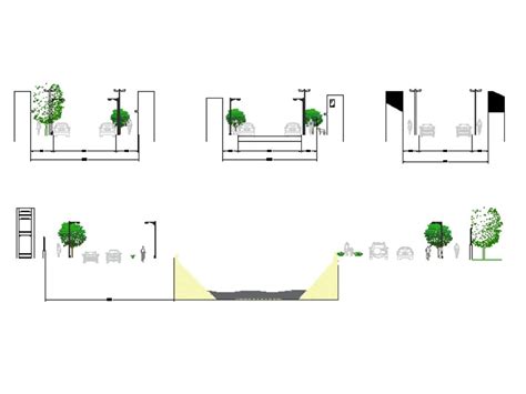 Section Of Streets With Urban Equipment In DWG | CAD library