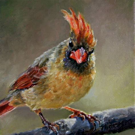 Female Cardinal Painting at PaintingValley.com | Explore collection of ...