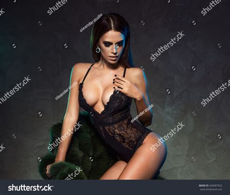 Sexy Elegant Brunette Woman Posing Black Stock Photo 459487552 Shutterstock