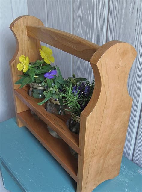 Herb Or Garden Flower Caddy Made From Reclaimed Cherry Wood Etsy