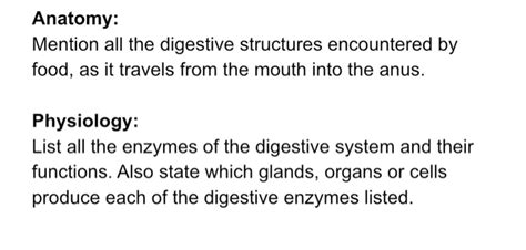 Solved Anatomy Mention All The Digestive Structures