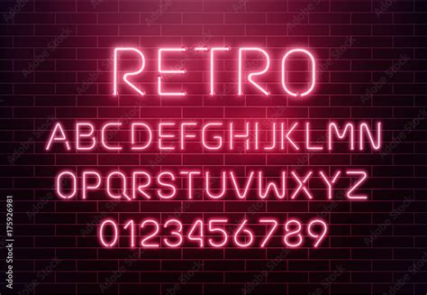 Light neon font letter set. Bar sign vector type. Glowing casino and ...