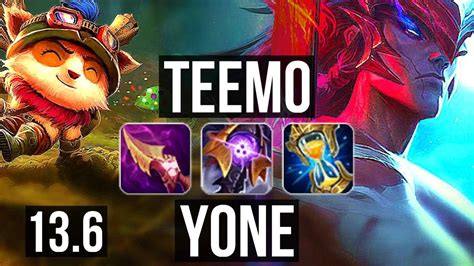 Teemo Vs Yone Top Solo Kills M Mastery Games Godlike