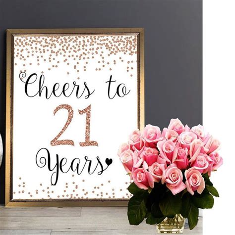 Cheers To 21 Years 8x10 4x6 5x7 21st Birthday Sign 21st Etsy