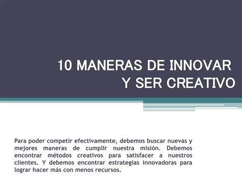 10 Maneras De Innovar PPT