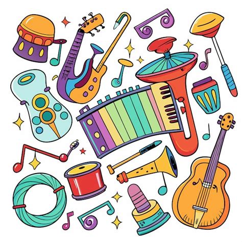 Instrumentos Musicais Desenho Colorido - Instrumentos musicais coloridos de desenho animado | vetor Premium ...