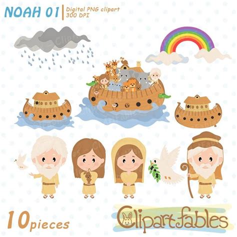 Cute NOAH's ark clipart Bible theme Two by Two Bible | Etsy Digital ...