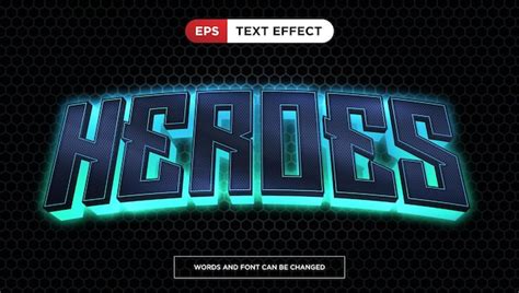 Premium Vector Heroes Text Effect Editable Neon Light Title Text Style