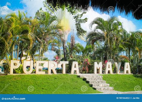 Puerta Maya Sign In Cozumel, Mexico Editorial Photo | CartoonDealer.com ...