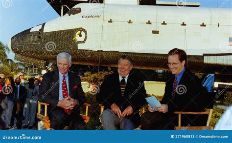 Astronauts Gene Cernan Wally Schirra Space Shuttle 1998 Editorial Stock