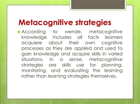 Cognitive Strategies And Metacognitive Strategies Brigith