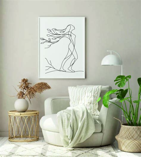 Mother Nature Body Art Naked Woman Body Wall Art Tree Woman Line Art