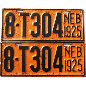 1925 Nebraska Truck Pair #8304 | YOM License Plates