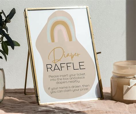 Boho Rainbow Diaper Raffle Sign Ticket Bundle Minimalistic Bring A