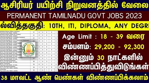 TN PERMANENT GOVERNMENT JOBS 2023 TAMILNADU GOVERNMENT JOBS 2023