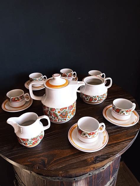 Porcelain vintage coffee set for six persons Dobrush | Etsy