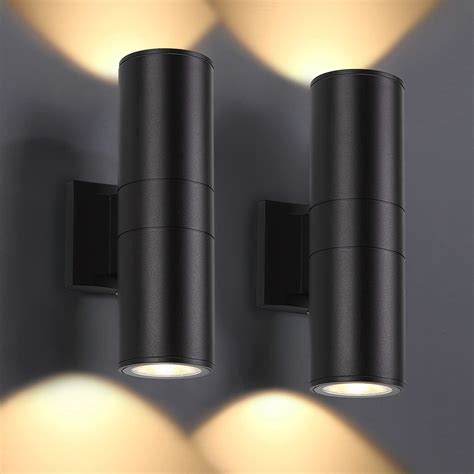 Buy Outdoor Wall Lights 2 Packs, Integrated LED Cylinder Up Down 12W ...