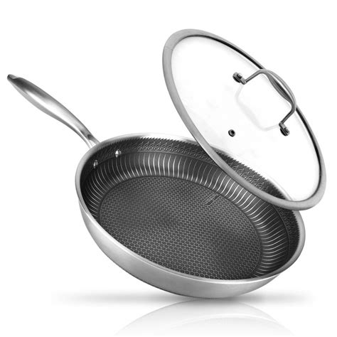 Nutrichef Stainless Steel Non Stick Frying Pan With Glass Lid And Reviews Wayfair