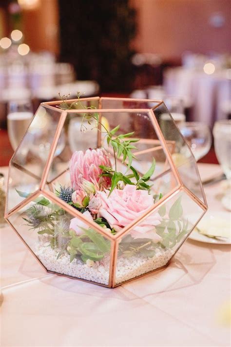 Rose Gold/Copper Glass Geometric Terrarium/ Wedding Table Decor/ Succulent Planter/Air Plants ...