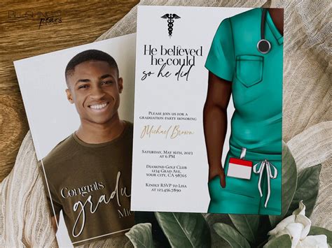 Male Nurse Graduation Invitation Nurse Invitation Safety Etsy