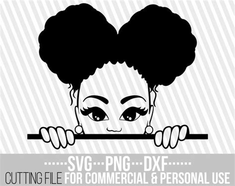 Peeking Girl With Afro Puffs Svg Melanin Svg Black Woman Etsy Singapore