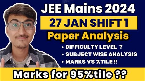 JEE Mains 2024 27 January Shift 1 Paper Review Analysis Marks Vs