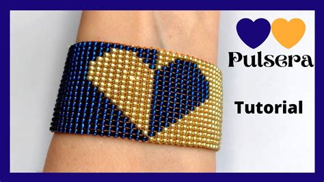 Como Hacer Pulsera Con Mostacilla Peque A Dise O De Corazon Doble Color