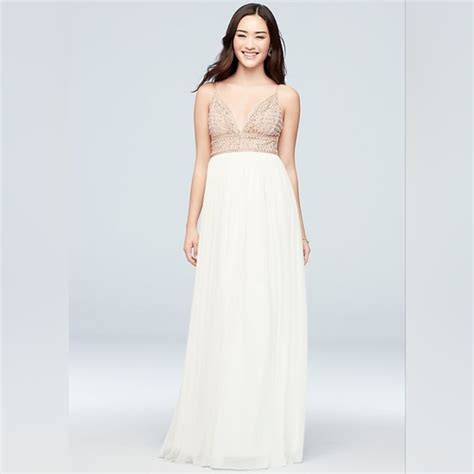 Dresses Nwot Ivory Nude Chiffon Dress With Beaded Boho Bodice Beach Wedding Gown 24 Poshmark