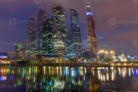 The Moscow International Business Center at night 16653079 Stock Photo ...