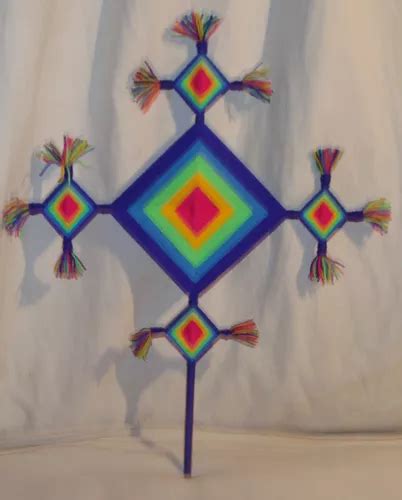 Ojo De Dios Huichol Cm De Largo En Forma De Cruz Env O Gratis