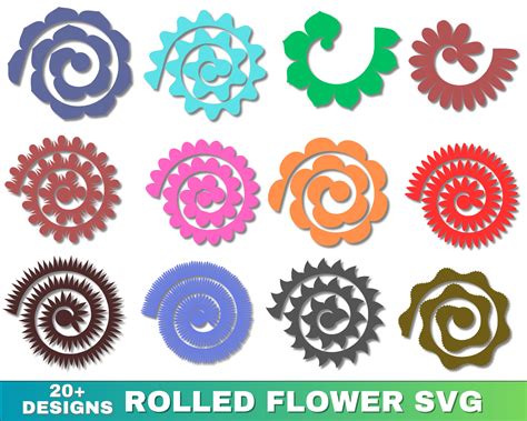 Svg De Flores 3d Paquete Svg De Flores Y Hojas De Papel Plantilla Svg De Flores Enrolladas