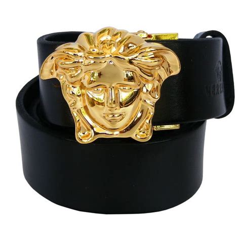 Versace Medusa Gold Buckle Mens Black Leather Belt Womens Black Belt