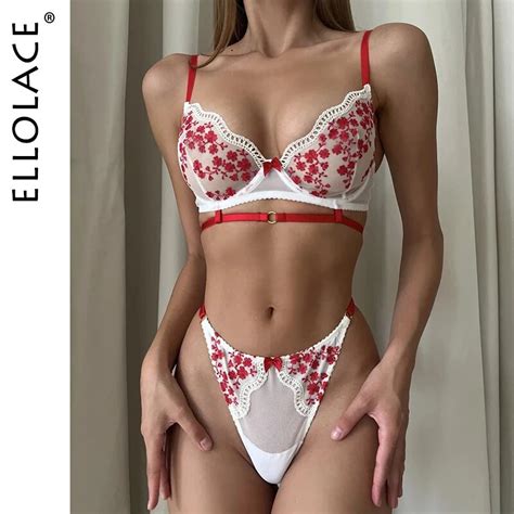 Ellolace Fancy Lingerie Floral Embroidery Underwear Fully Transparent