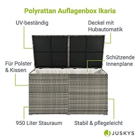 Juskys Polyrattan Auflagenbox Ikaria L Inkl Deckel Mit