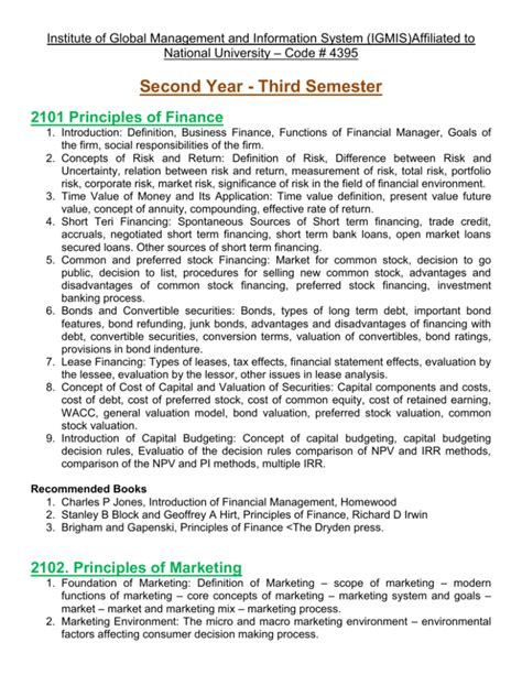 Bba 2nd Year 3rd Semester Syllabus